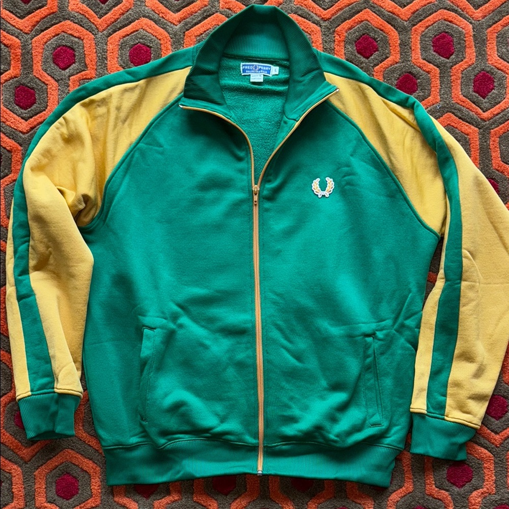 Fred Perry Green and Yellow Track Jacket